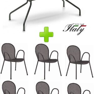 Set Emu tavolo Cambi 80x160cm + 6 poltroncine Ronda ferro antico