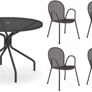 Set Emu tavolo Cambi tondo 106cm + 4 poltroncine Ronda ferro antico