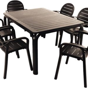 Set Nardi tavolo Alloro antracite + 6 poltroncine Palma antracite