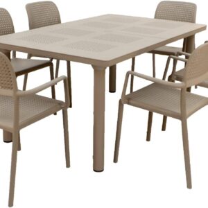 Set Nardi tavolo Libeccio tortora + sei poltroncine Bora tortora